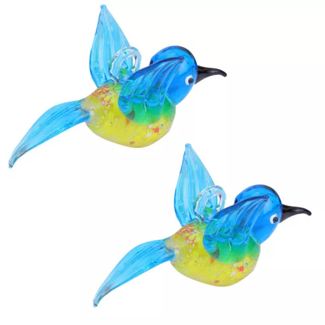 2 pz statuetta animali colibrì vetro colorato campanello vento