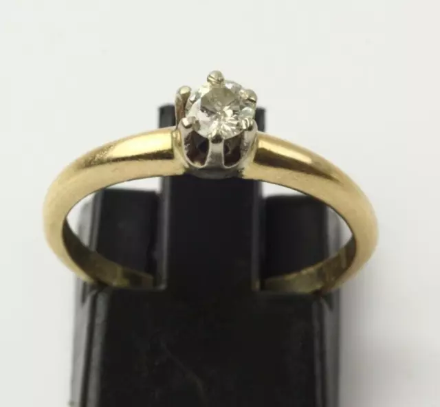 LOVELY 14k YELLOW GOLD 0.20 CARAT SOLITAIRE DIAMOND RING size 6 3/4