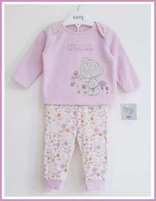 BABY GIRLS TATTY Teddy Pyjamas Pink & Lilac PJs Nightwear 2pc Set 0-3m ...