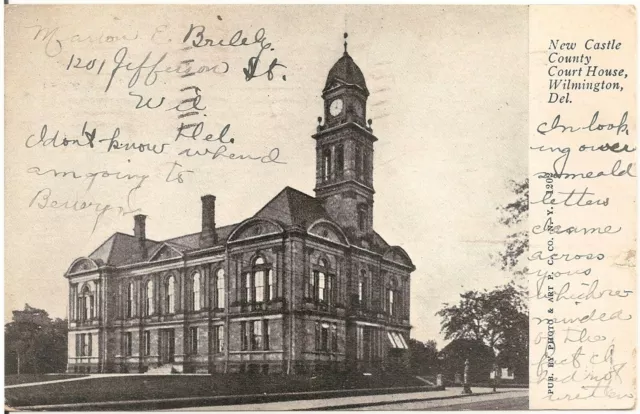 New Castle County Court House in Wilmington DE Postcard 1908