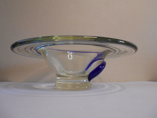 Coupe Vide Poche Verre Souffle Decor Spirale Bleu Design Style Murano 1,300 Kg