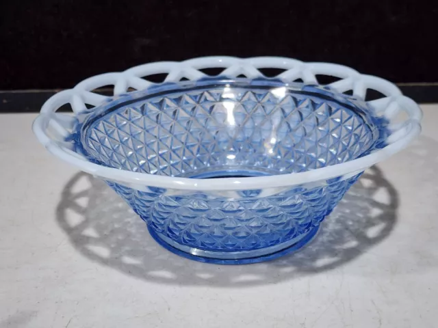 Imperial Glass Laced Edge Katy Blue Opalescent 8.5" Serving/Vegetable Bowl