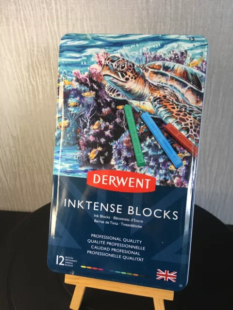 Derwent New & sealed 12 Inktense Blocks Professional Quality in Metal Tin.
