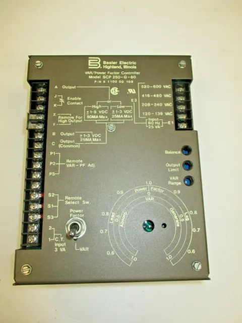 Basler Electric SCP-250-G-60 VAR / Power Factor Controller 9-1100-00-109