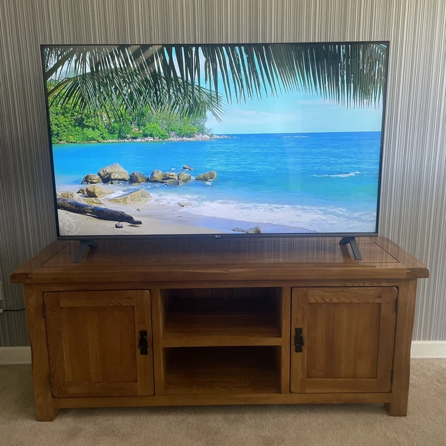 OAK FURNITURE LAND Original Rustic Solid Oak Large TV Unit £190.00