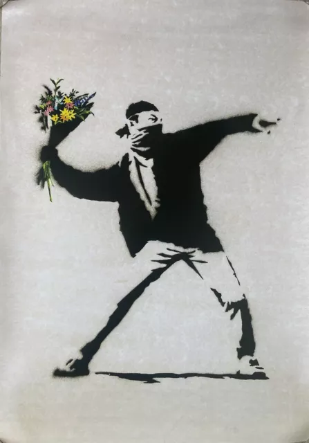 Banksy - Poster Exhibition Museum Flower Thrower White - 18 7/8x26 13/16in