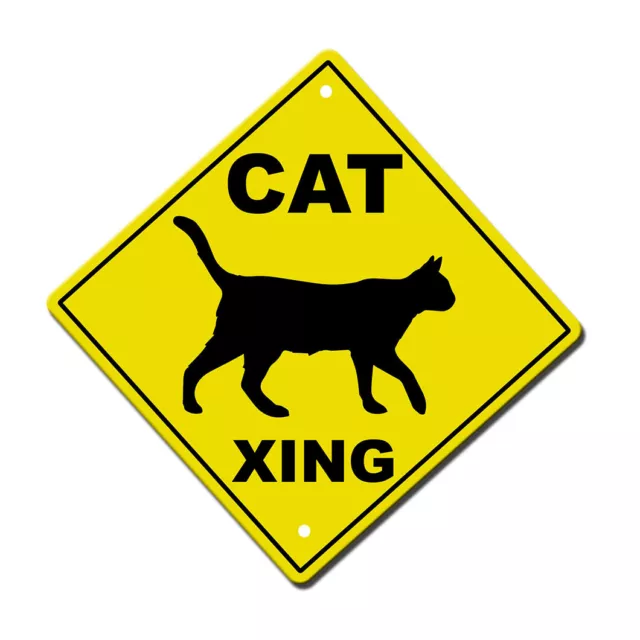 Yellow Aluminum Crossing Sign Cat Cross Xing Diamond Street Signal