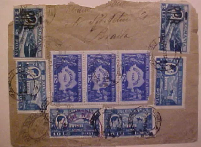 Romania Rpr Mixed 1948 Ap 22 Braila To Usa 10 Stamps