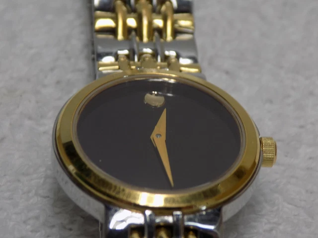 Movado Museum Face  Two Tone Balck Dial Ladies Watch Quartz Running