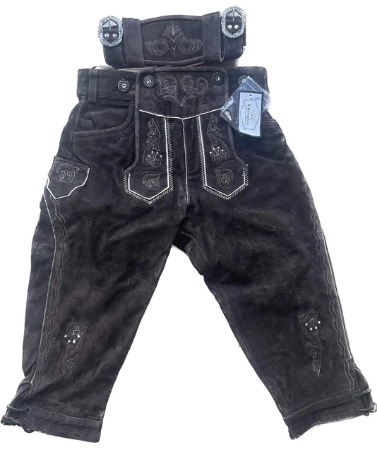 NWT Bavarian Lederhosen Men Genuine Leather Authentic German Lederhosen 28" #83