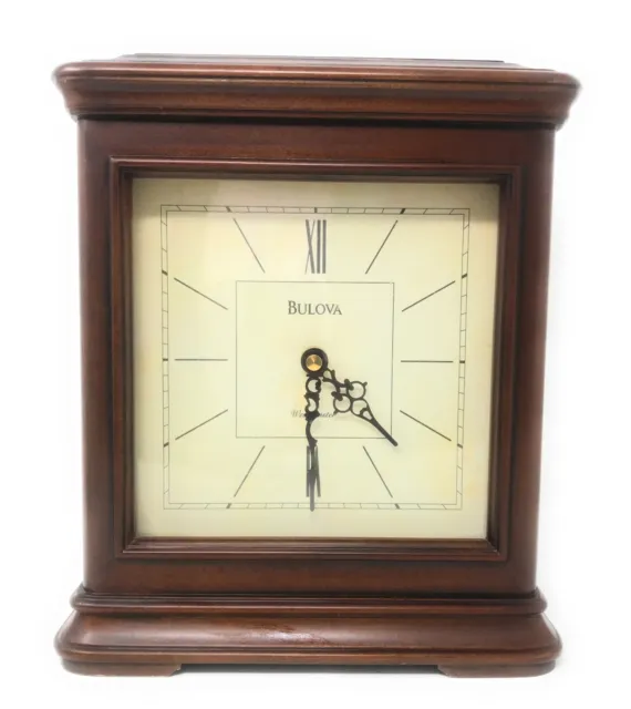 BULOVA Westminster Wood Mantle Clock / Working / Uses Batteries / Good