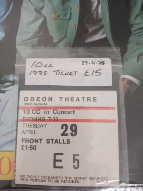 10cc Tour Program 1975 With Ticket Stub 2
