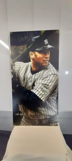 Derek Jeter Yankees Autographed Framed Stephen Holland Canvas Rare 82/99