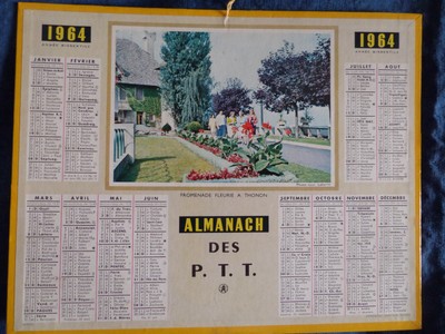 CALENDRIER ALMANACH PTT 1964 oberthur la clusaz   dep 60 oise 