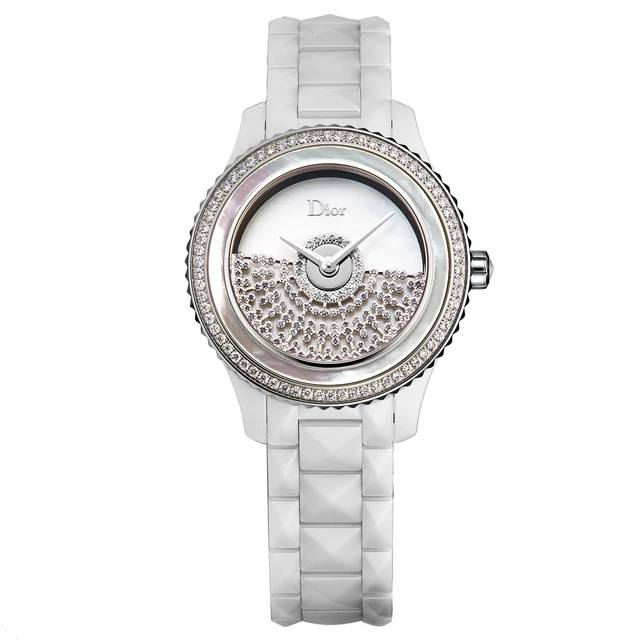 Christian Dior Women CD123BE1C001 White VIII' MOP Dial Diamond Set Ceramic Watch