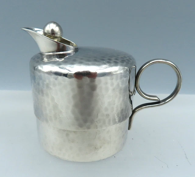 Vintage WMF Silver Plated Cream Pitcher Embossed Beaten Mi Century Modern Retro