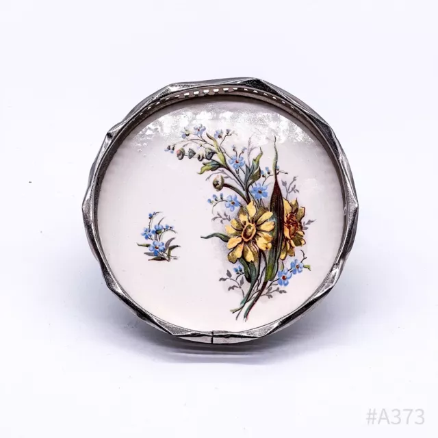 Jugendstil Untersetzer Keramikplatte in Metallmontur Nr. 2246 florales Dekor 2