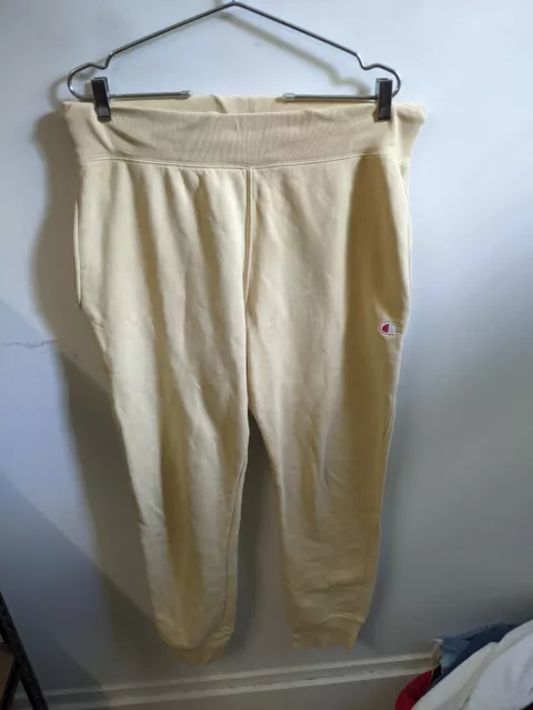 Champion Pants Mens Size Large Yellow Reverse Weave Classic Fitting Tracksuit