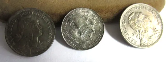3 PORTUGAL World Coins, 1944-46-1951, 50 Centavos, Vintage Portuguese Coins