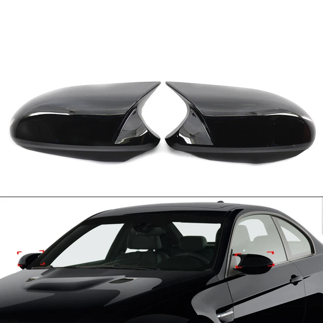 Black Rearview Mirror Cover Caps For BMW E81 E82 E87 E88 E90 E91 E92 93 PRE-LCI