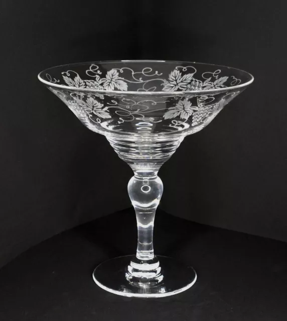 Vintage Stuart Crystal England Compote Pedestal Bowl Etched Grapevine FREE POST