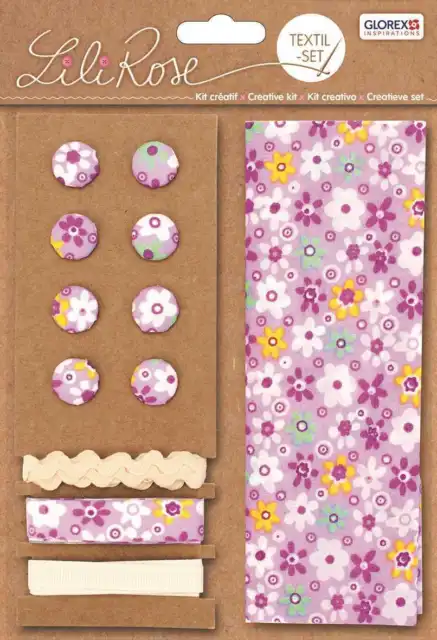 Jeu de Textile Mauve Fleurs 48x48cm Rubans 3x1m 8