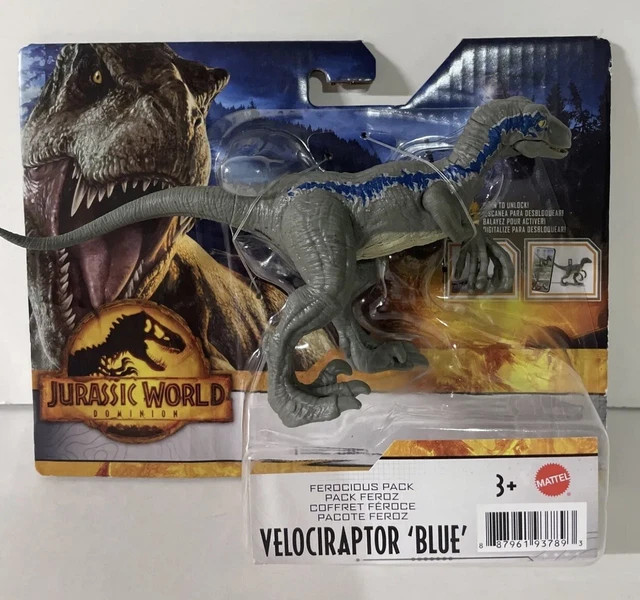 MATTEL JURASSIC WORLD Dominion Ferocious Pack VELOCIRAPTOR BLUE