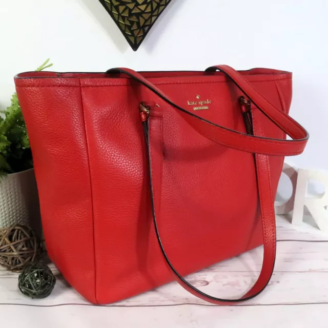 KATE SPADE Jackson Street Denise Bag Tote Shoulder Work Red Leather RRP £275 EX