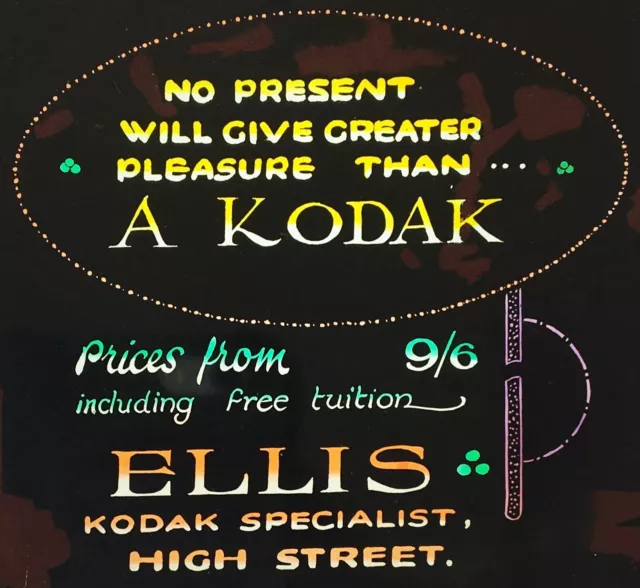 KODAK CAMERAS Advertisement, Cinema Advertising Magic Lantern Slide, 1950s