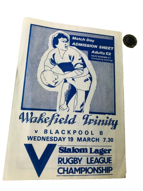 Rugby Programme Wakefield Vs Blackpool B Vintage ra