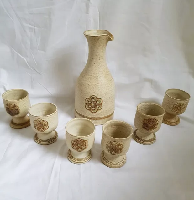 TRIKOT KERAMIK Vintage Retro BLUMENDESIGN KARAFFE, KRUG, KRUG & BECHER