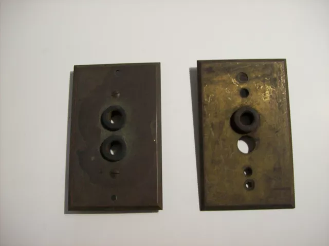 Antique Brass Push Button Switch Plate Covers, Harvey Hubbell + Perkins