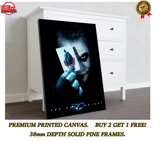 Joker Heath Ledger Dark Knight Movie Large CANVAS Art Print Gift A0 A1 A2 A3 A4