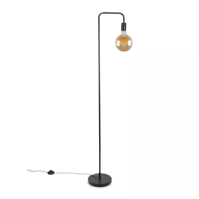 Black Floor Lamp Base Curved Metal Stem Industrial Living Room Standard Light