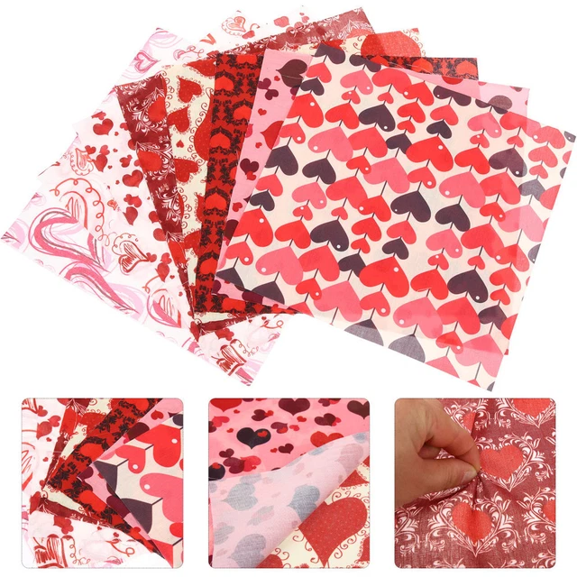 8 Pcs DIY Cloth Patchwork Winter Cotton Bundles Valentine Fabric Craft