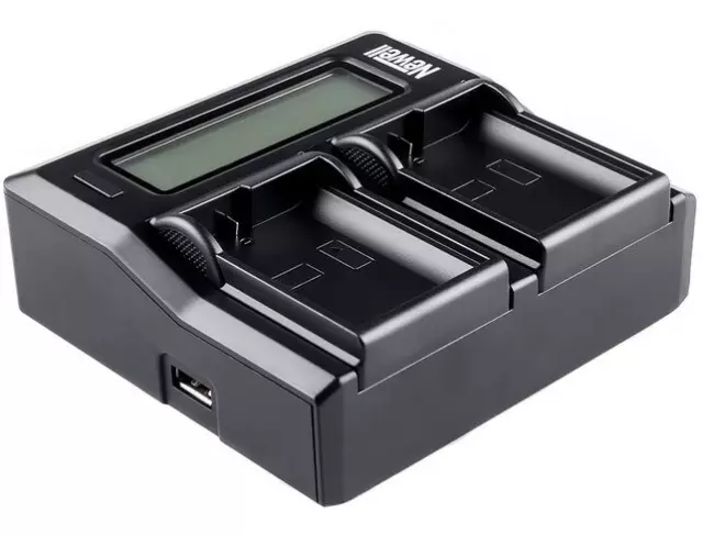 Newell Dual Battery Charger Duo Akku Ladegerät LCD für Sony NP-FM50 NP-F960 Akku