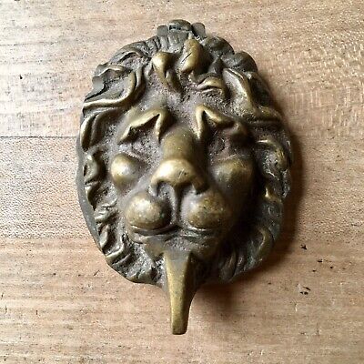 Solid Brass Vintage Lion's Head Door Knocker / Lock Cover Antique Old Vintage
