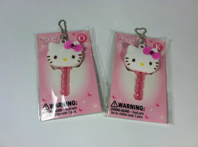 Alphabet Soft Rubber Key Cap with Ball Chain-Sanrio Hello Kitty White, Pink Bow