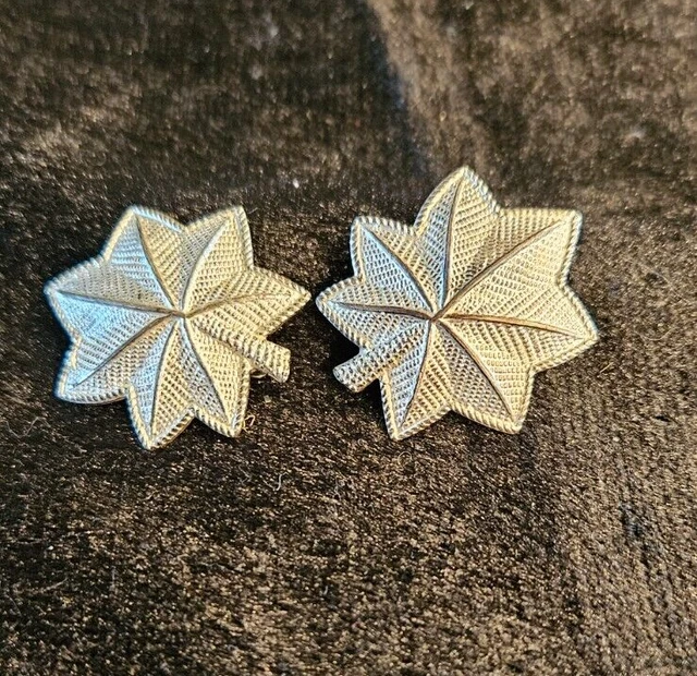 VINTAGE STERLING U.S. Military Lt. Colonel Oak Leaf Collar Pins N.S ...