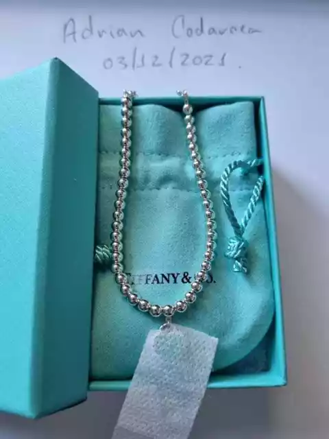 Tiffany&Co. RTT Mini Blue Enamel / Silver Heart Tag Bracelet T&Co. Medium