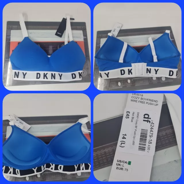 dkny cosy boyfriend wire free push up bra size large gym fitness yoga sports