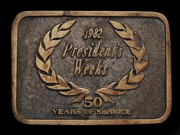 Nb21116 Vintage 1982 **President's Week 50 Years Of Service** Solid Brass Buckle