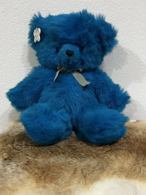 RARE Vintage RUSS Teddy So Brite 16" BRIGHT BLUE Teddy Bear Stuffed Animal