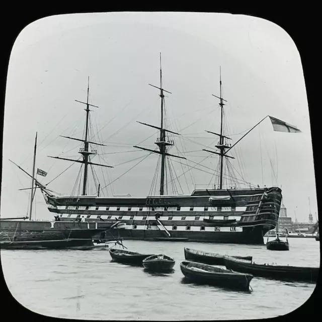 Antique Magic Lantern Glass Slide Photo British Royal Navy Ship WWI Era