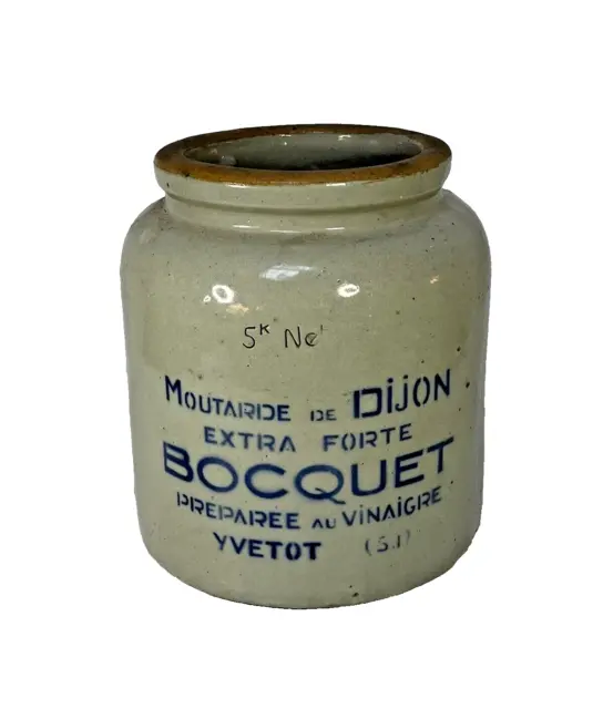 Gros pot à moutarde de Dijon en grès ancien Bocquet XXème