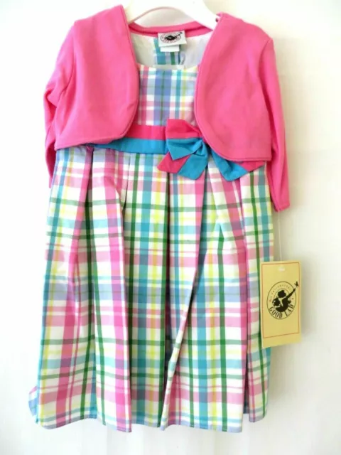 Good Lad Girls Dress Set 5662 Pink Plaid Dress & Pink Shrug Size 4 5 or 6 #10636