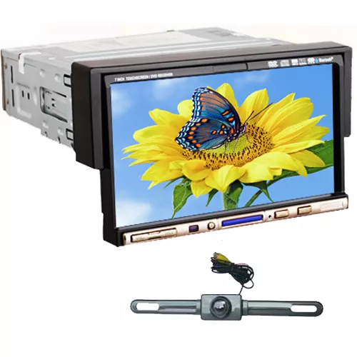 1 Din 7" dash Audio Car Stereo CD DVD Player Monitor TV Ipod BT Radio+CAMERA  WL