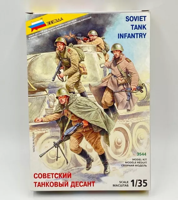 Zvezda 1/35 Soviet Tank Infantry WWII # 3544 - Plastic Model Kit (2)