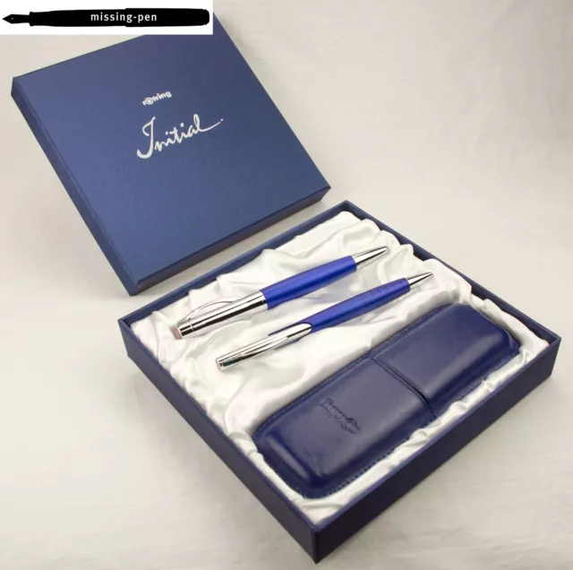 Rotring Initial Set: Fountain Pen & Ballpoint Pen Blue-Silver / Blue Cigar Case