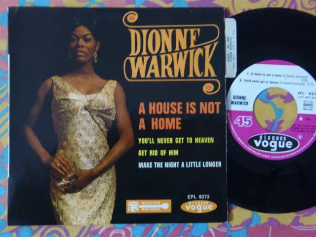 45T Ep Dionne Warwick - A House Is Not A Home - Vogue Epl 8272 -1964 + Languette